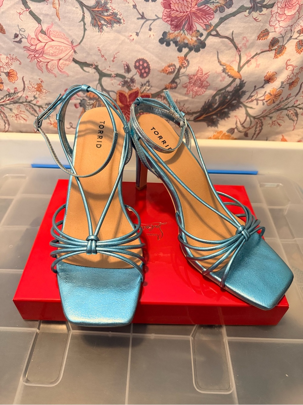 torrid Metallic Teal Strappy High-Heel Sandals